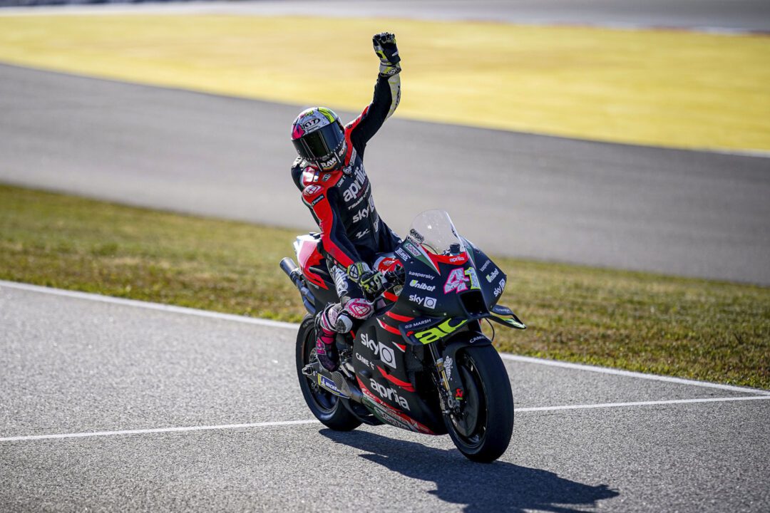 Aleix Espargaró rode his Aprilia RS-GP to a sixth-place finish in the Portuguese GP