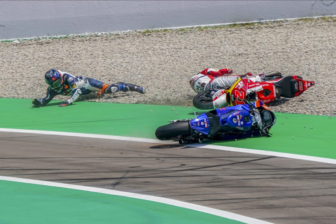 Fabio Di Giannantonio taken out as Bulega rode through pain