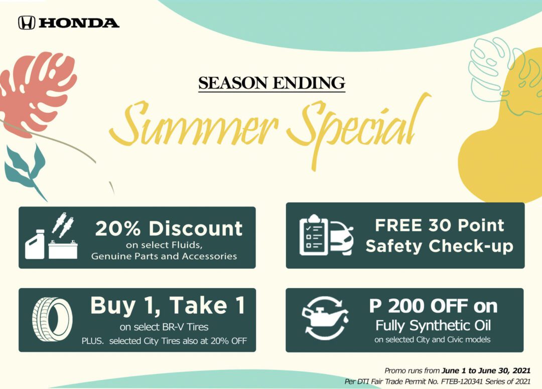 Avail great parts and accessories deals at Honda’s Season Ending Summer Special