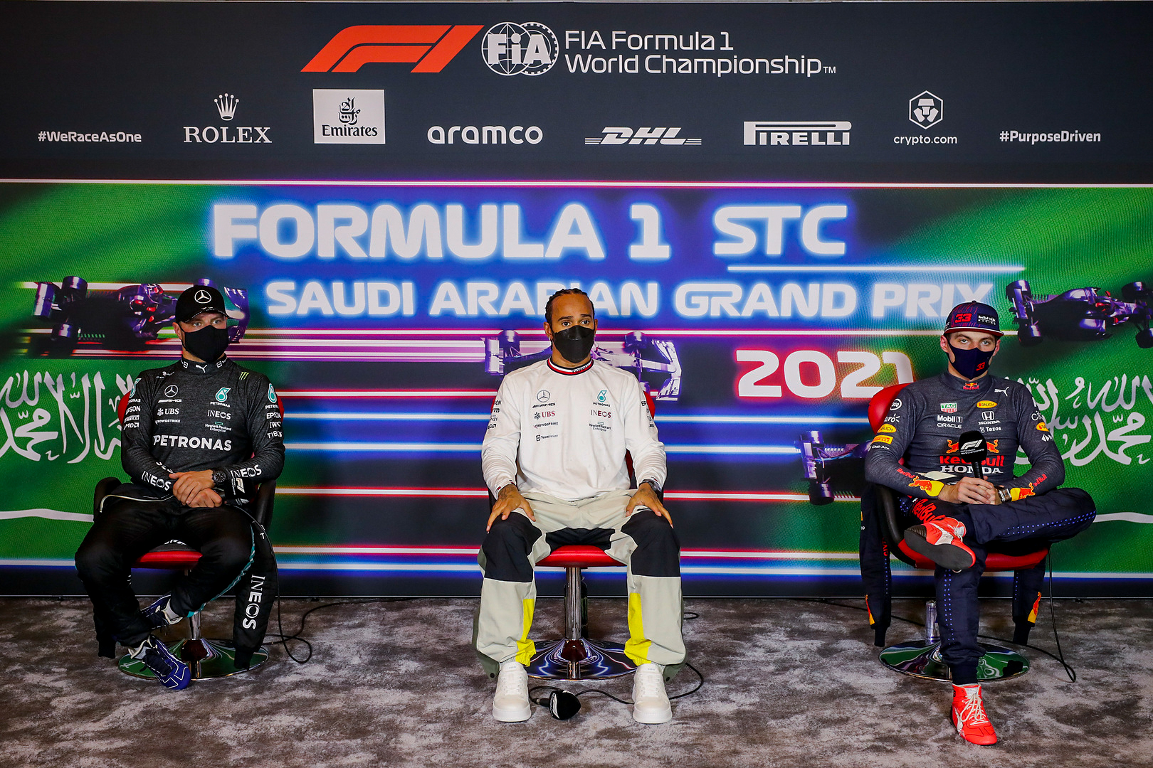 A front-row lockout for the Mercedes-AMG Petronas F1 Team under the floodlights in Jeddah