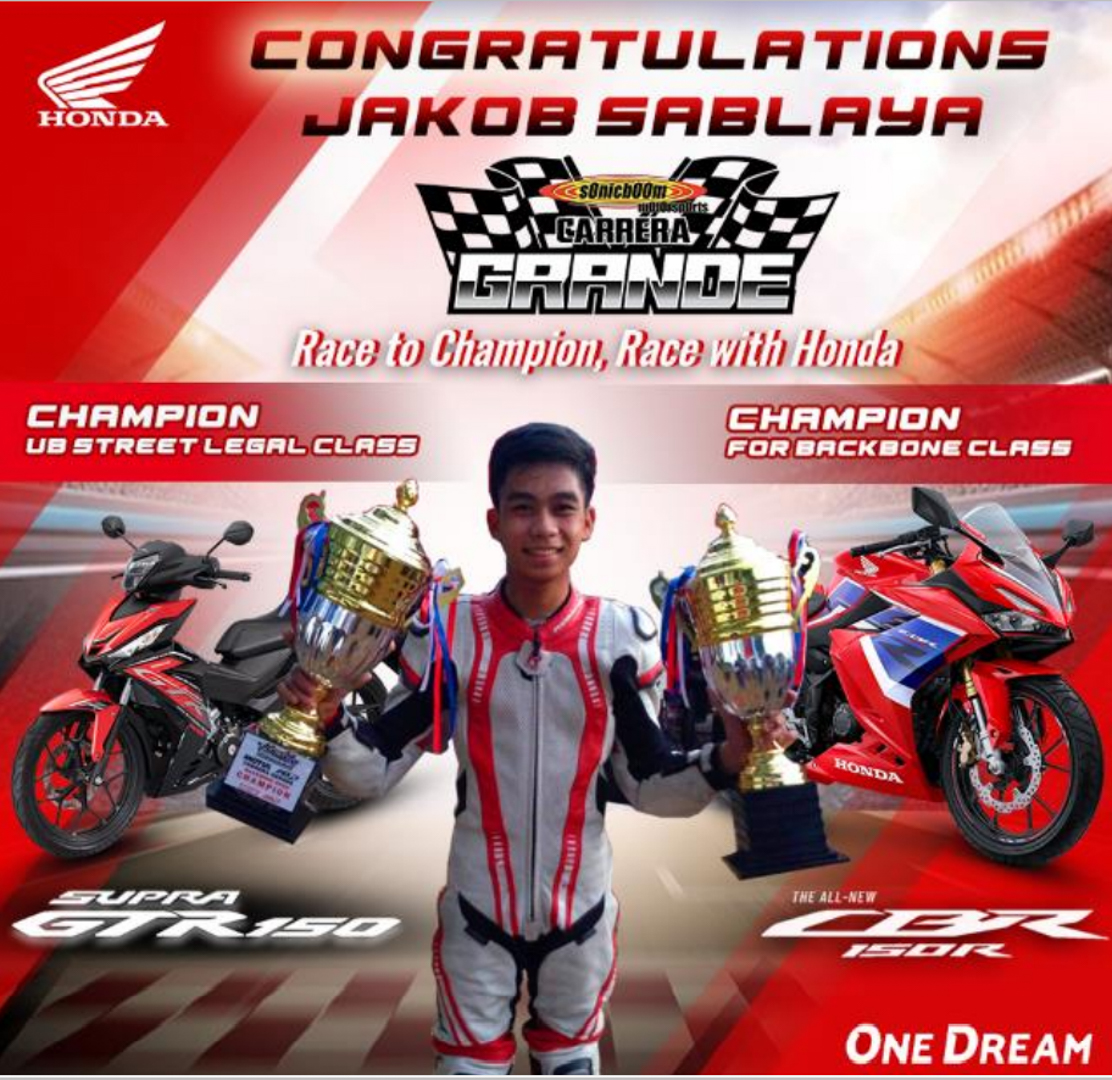 Jakob Sablaya champions Two Categories at Motul Carrera Grande 2021