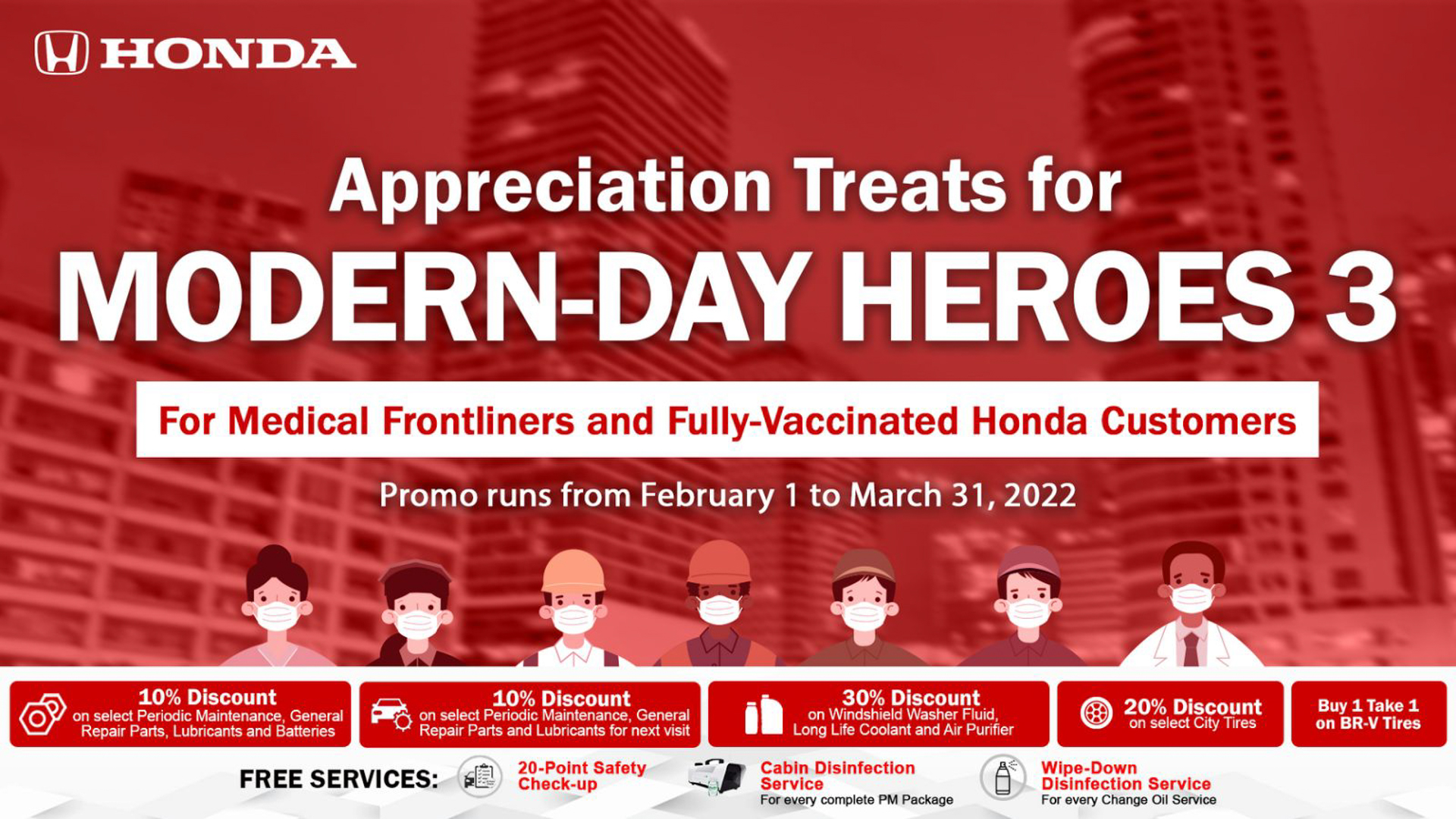 Honda continues to honor medical frontliners and fully vaccinated customers through Modern-Day Heroes 3