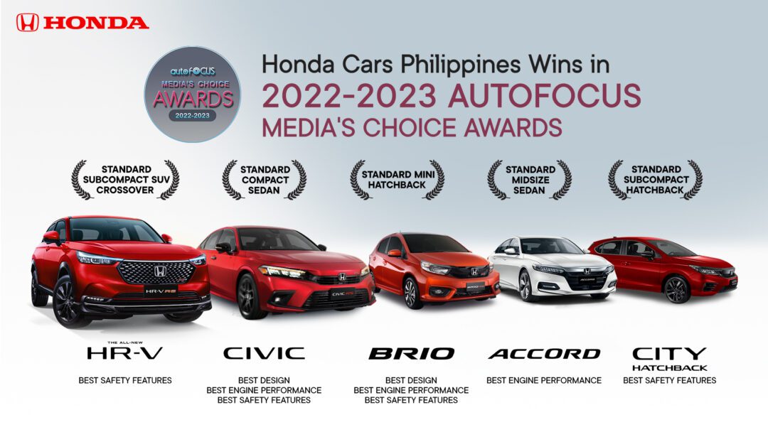Honda brings home awards for design, performance and safety at 2022-2023 Auto Focus People’s & Media’s Choice Awards